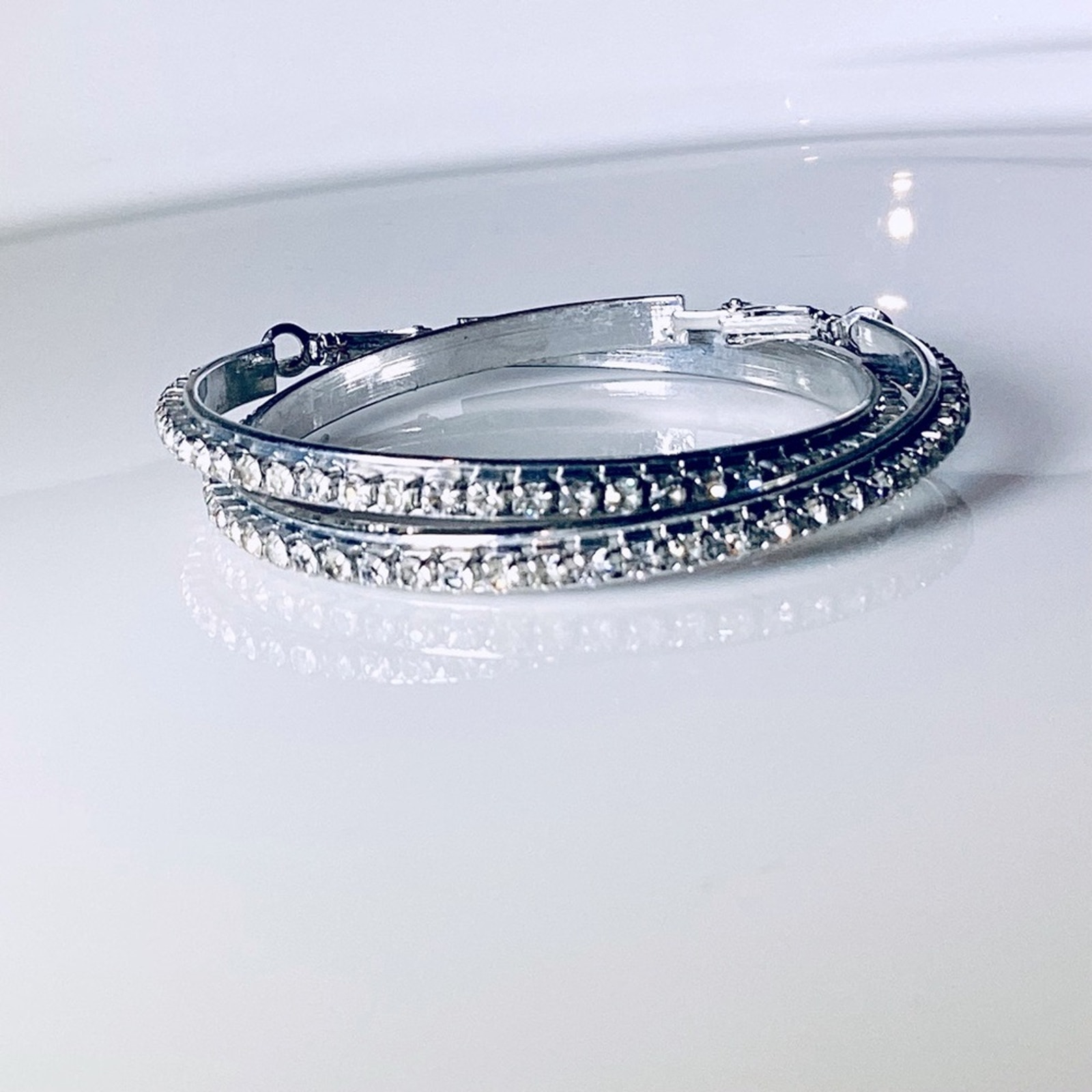 Large Rhinestone Hoop Earrings